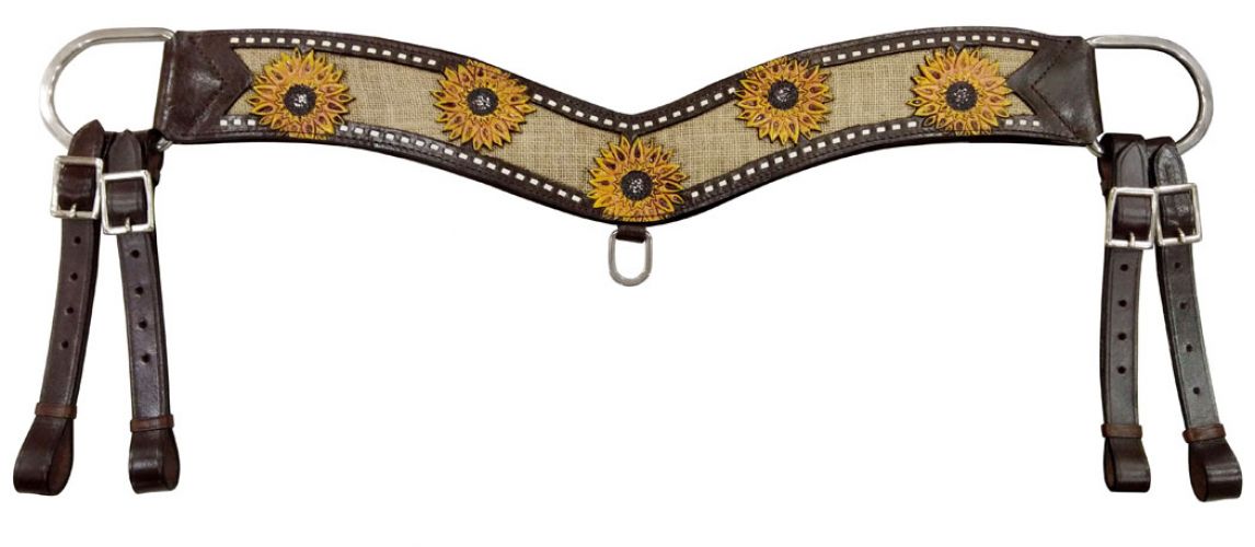 Showman Hand Painted Sunflower tripping collar with Burlap Inlay
